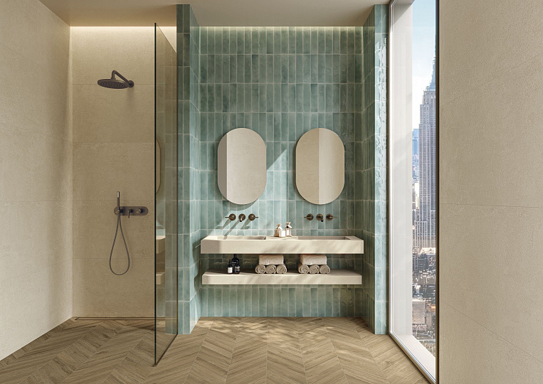Плитка Rinascente Fusion Aqamarina Brick Aurea 7,5x30 (1,08 кв.м) под бетон