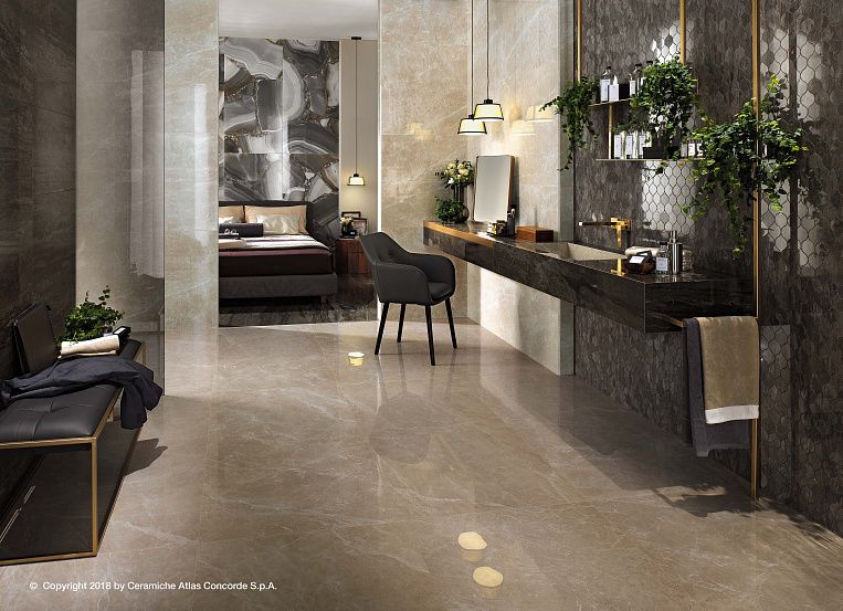 Плитка керамогранит Atlas Concorde Italy Marvel Edge Absolute Brown 60x60 Lapp (1,08 квм) под мрамор